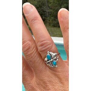 NWT Navajo Handmade Annette Martinez Sterling Silver Kingman Turquoise Ring 7.5